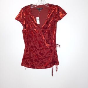 Banana Republic burnt orange velvet wrap top size S
